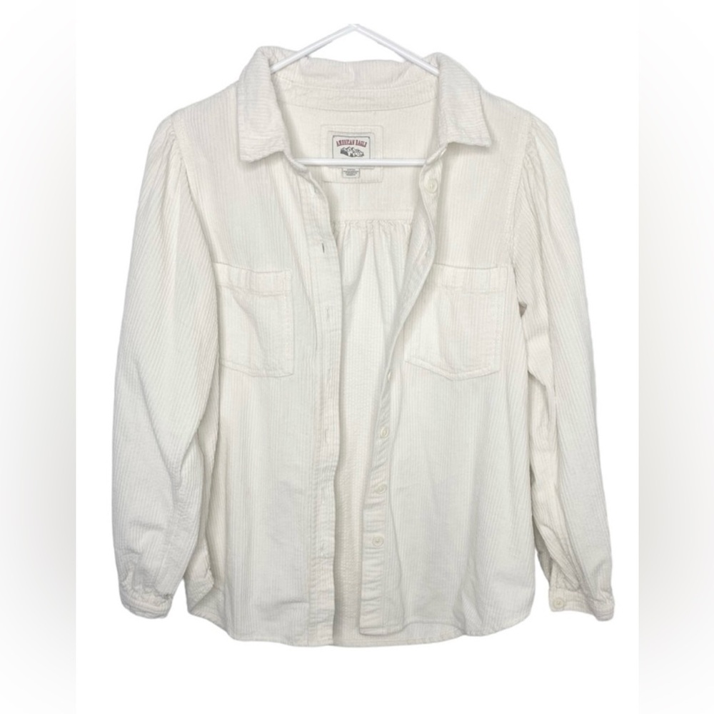 American Eagle ivory white corduroy shacket shirt size small L